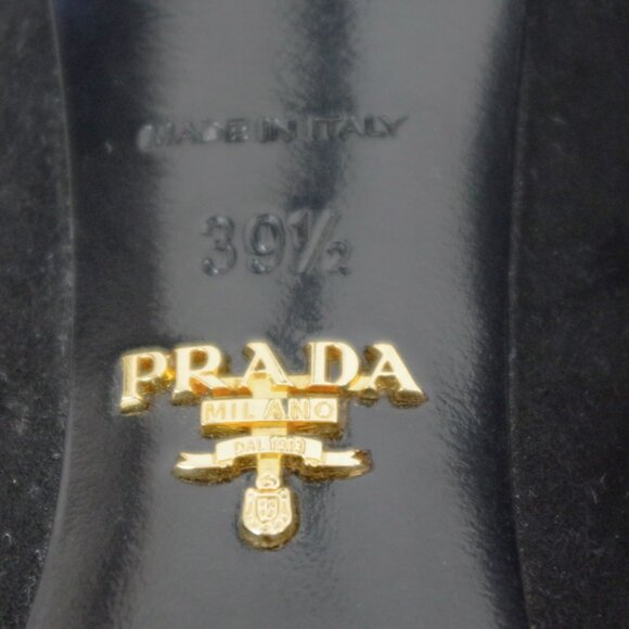 Prada Italian Made Pointed Toe Black Suede Heels Size 39.5 - Picture 6 of 13